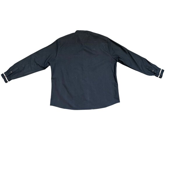 CCC Mens Stylish Button Up Chef Shirt Navy White Trim Wooden Buttons Size 3XL - Picture 2 of 5